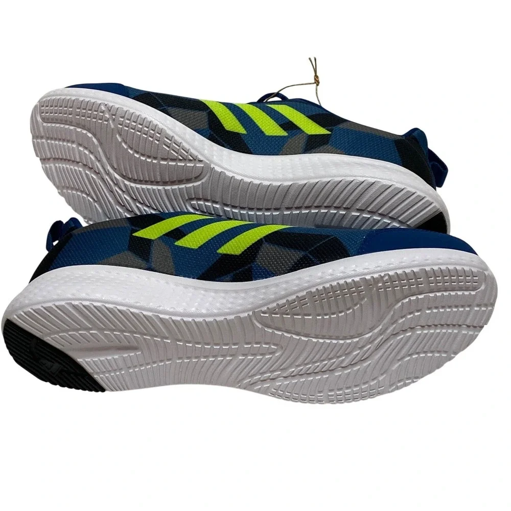 Adidas Men Blue Lime Green Running Shoes Sneakers Mesh Lace Up Athletic 8.5 NWOB